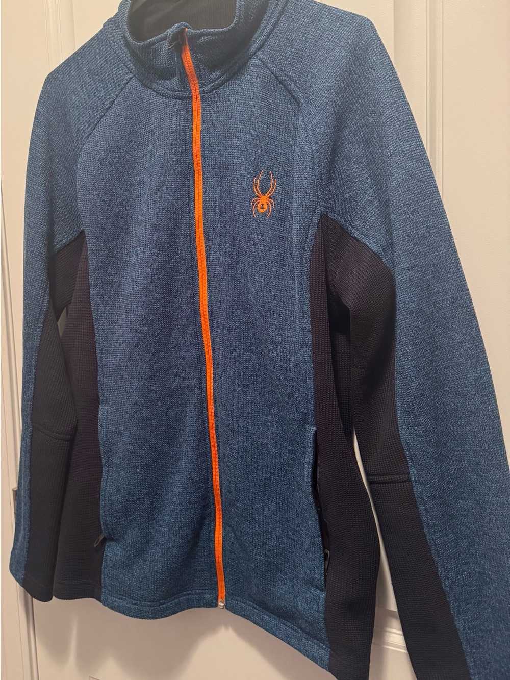 Spyder Blue Heather Full-Zip Jacket with Orange Trim